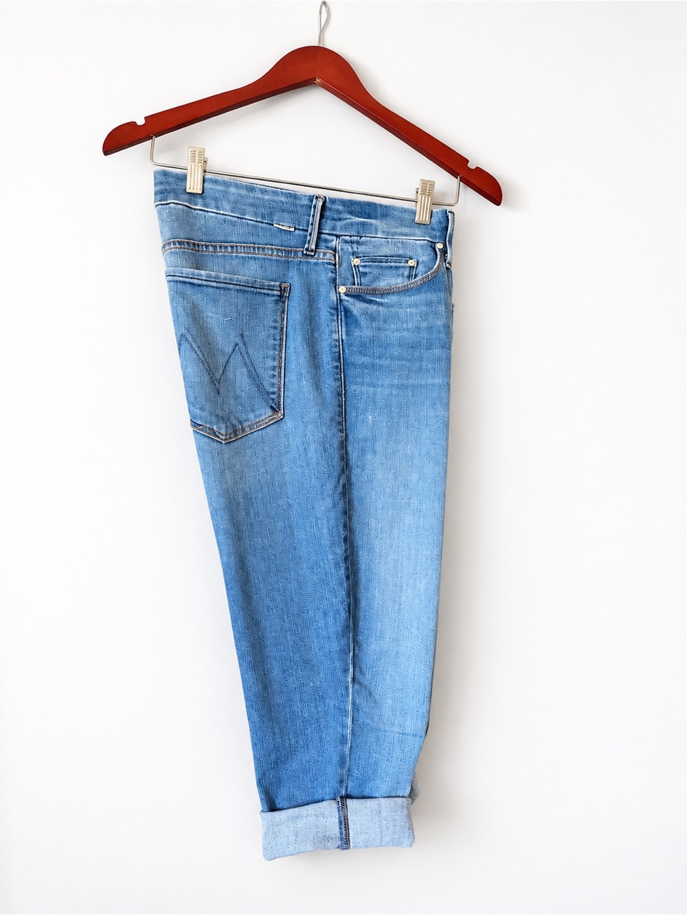MOTHER Denim Blue Capri Cropped Jeans Size 34 Made in USA